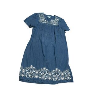 Go softly patio denim embroidered dress lounge M